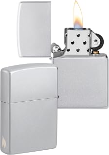 Zippo Encendedor a Prueba de Viento - Diseño de Llama - Cromo Satinado - Recargable - Reutilizable - Diseño a Prueba de Viento - Caja de Regalo Hecho en EEUU - Exclusivo en Amazon