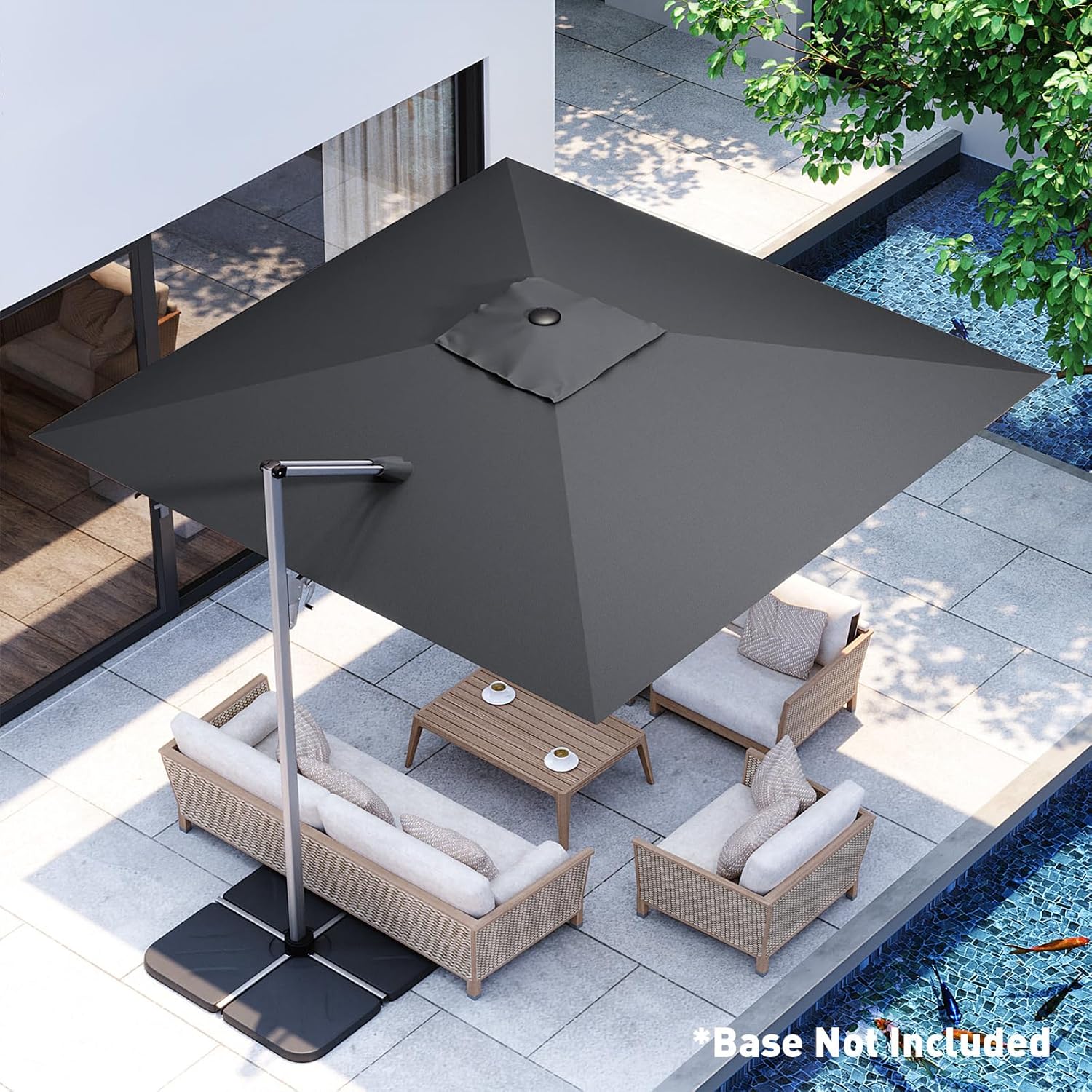 COSIEST 9FT Patio Umbrella Cantilever Outdoor Rectangular Offset Umbrella with 360°Rotation, Double Top Heavy Duty Windproof Aluminum Frame for Pool Garden Deck Backyard - Image 2
