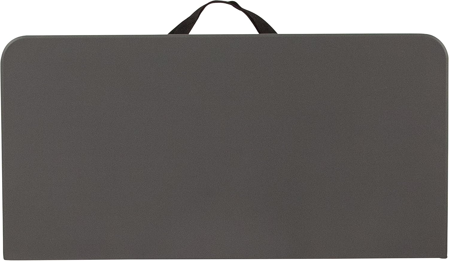 EMMA + OLIVER 2.83-Foot Square Bi-Fold Dark Gray Plastic Folding Table with Carrying Handle