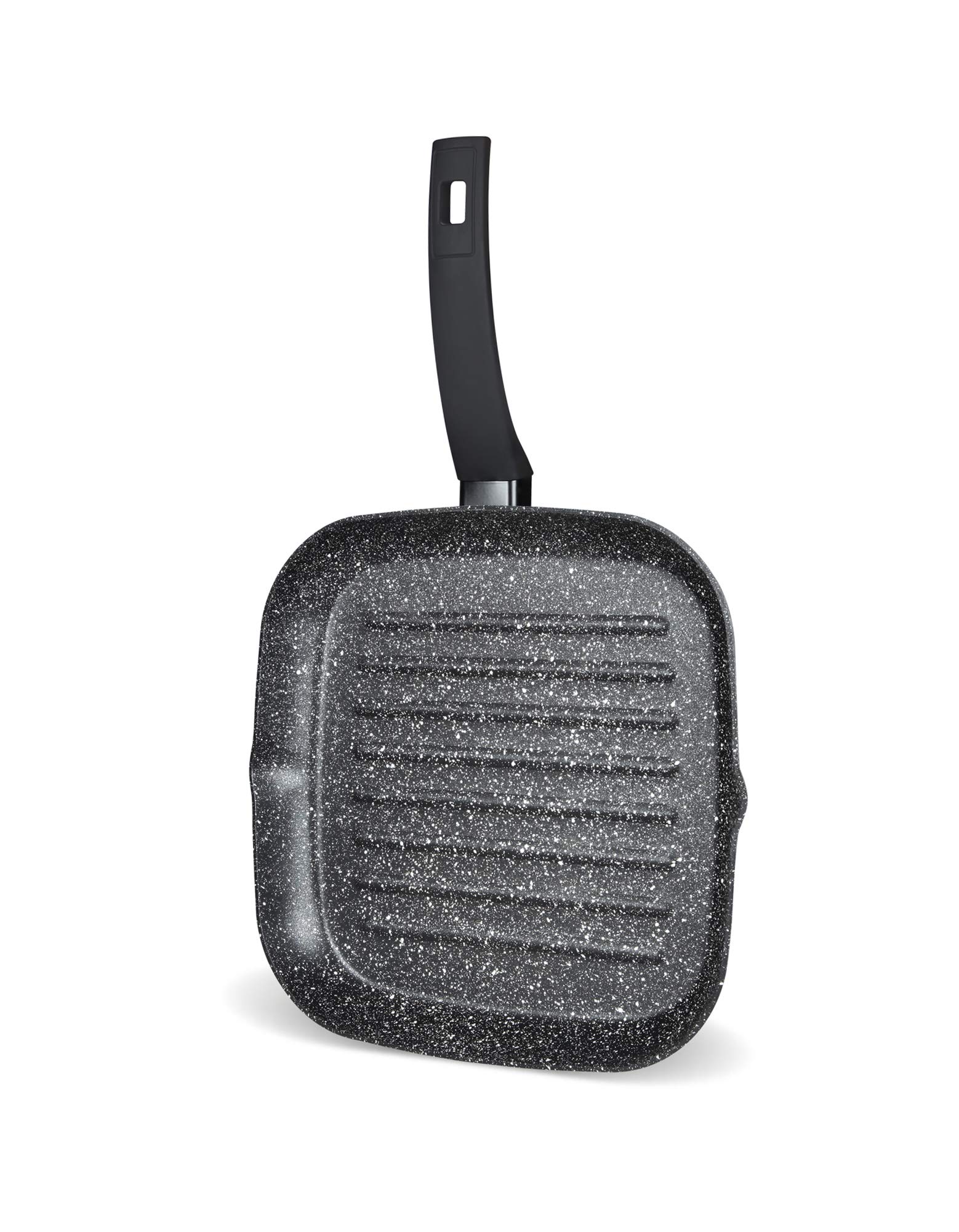 Rossetti® Elementi Natura Made in Italy 28cm Non Stick Granite Grill Pan with Drain Spout No-Mess No-Fuss Carefree Cookware Dishwasher Safe PFOA & Lead Free Grillpans and Griddles