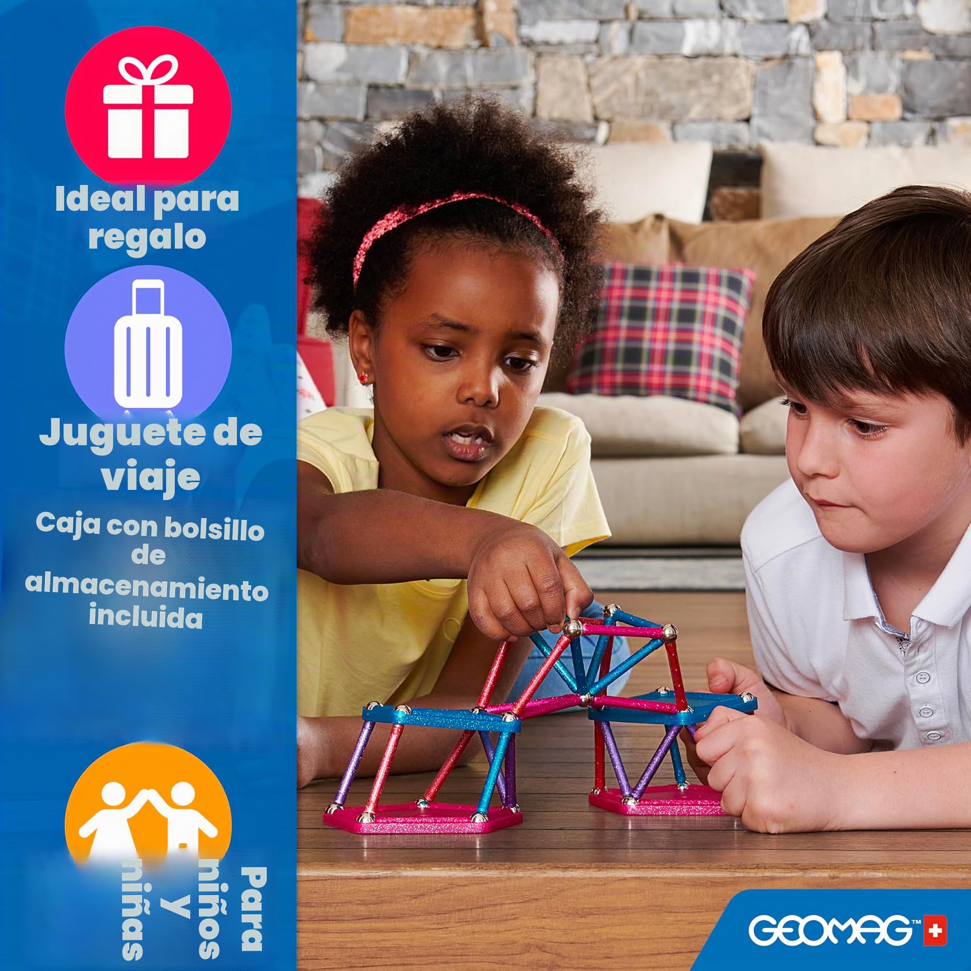Geomag - Paneles Clásicos de 200 Piezas - Bloques de Construcción Magnéticos para Niños - Green Line - Juguetes Educativos de Plástico 100% Reciclado