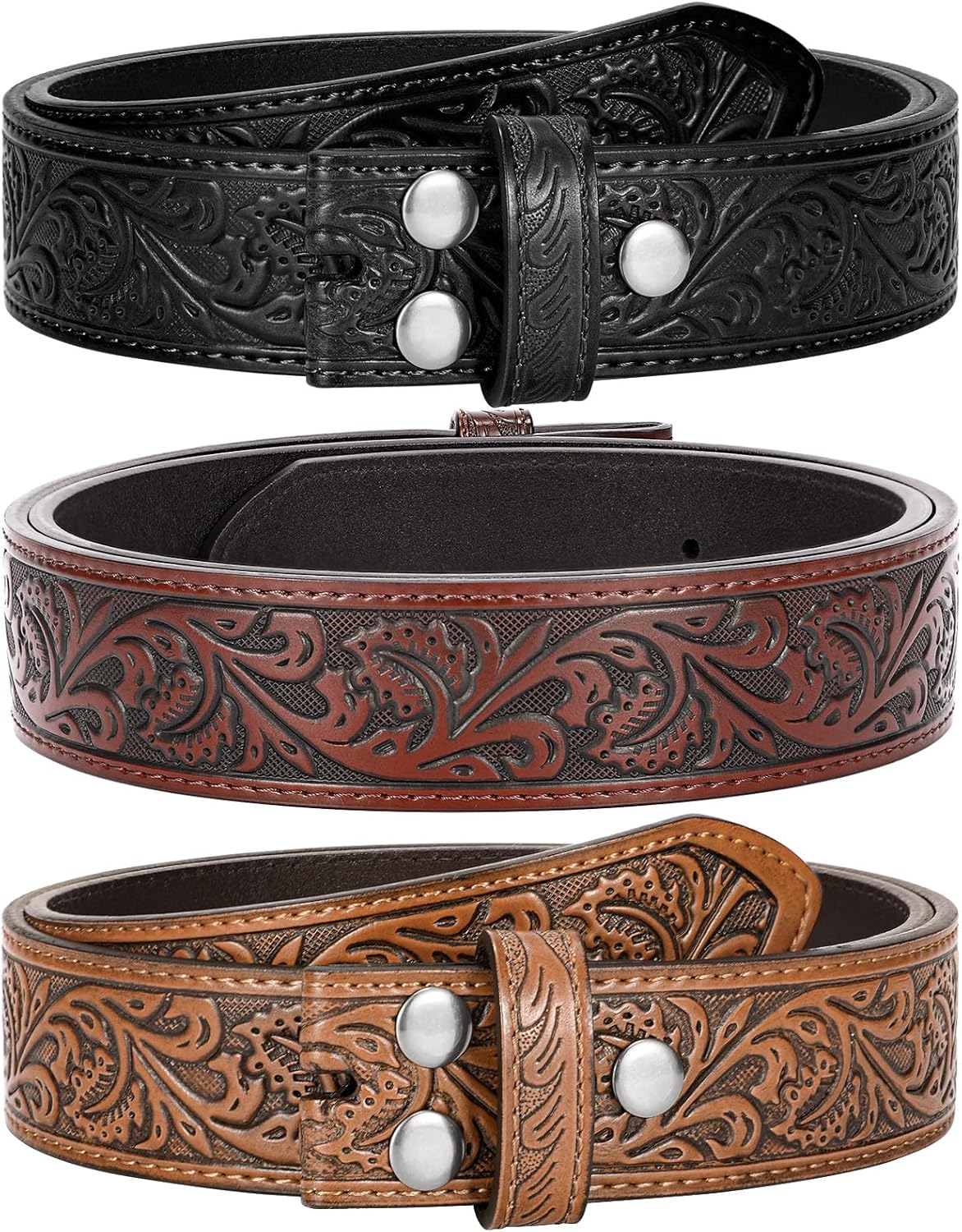 BELTROAD 3 Pack Western Belts for Men Women without Buckle Cowboy Belt for Buckle Mens Western Leaher Belt for Jeans - Image 7