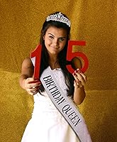 Vista 2 de Coronas de reina para mujer, juego de banda de tiara de cristal de cumpleaños, diadema de diamantes de imitación, decoraciones de fiesta feliz