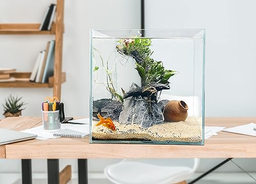 Miniatura 80 de LANDEN Tanque de acuario de hierro bajo sin borde de 25C de 3.7 galones, 9.84 x 9.84 x 9.84 pulgadas de alto, 0.197 in de grosor con alfombrilla