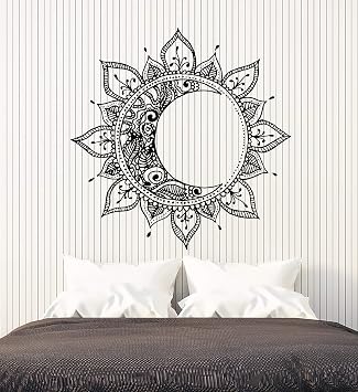 WallStickers4ever Vinyl Wall Decal Day Night Bedroom Ethnic Art Moon Sun Stickers Mural Large Decor g5101 Black