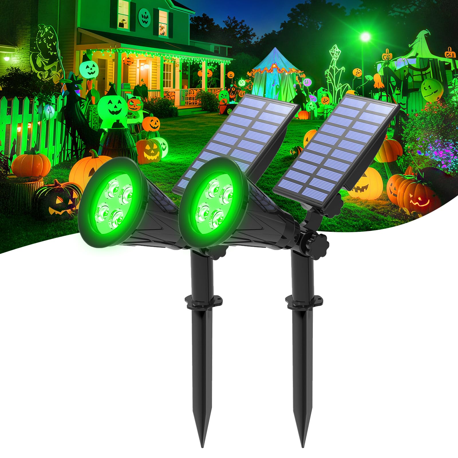 T-SUNUS Luci Solari da Giardino, Faretto Solare da Esterno 2 Modalità IP65 Impermeabile Auto ON/OFF, Lampade Solari da Giardino Decorative per Patio Tree Yard 2 Pezzi Verde