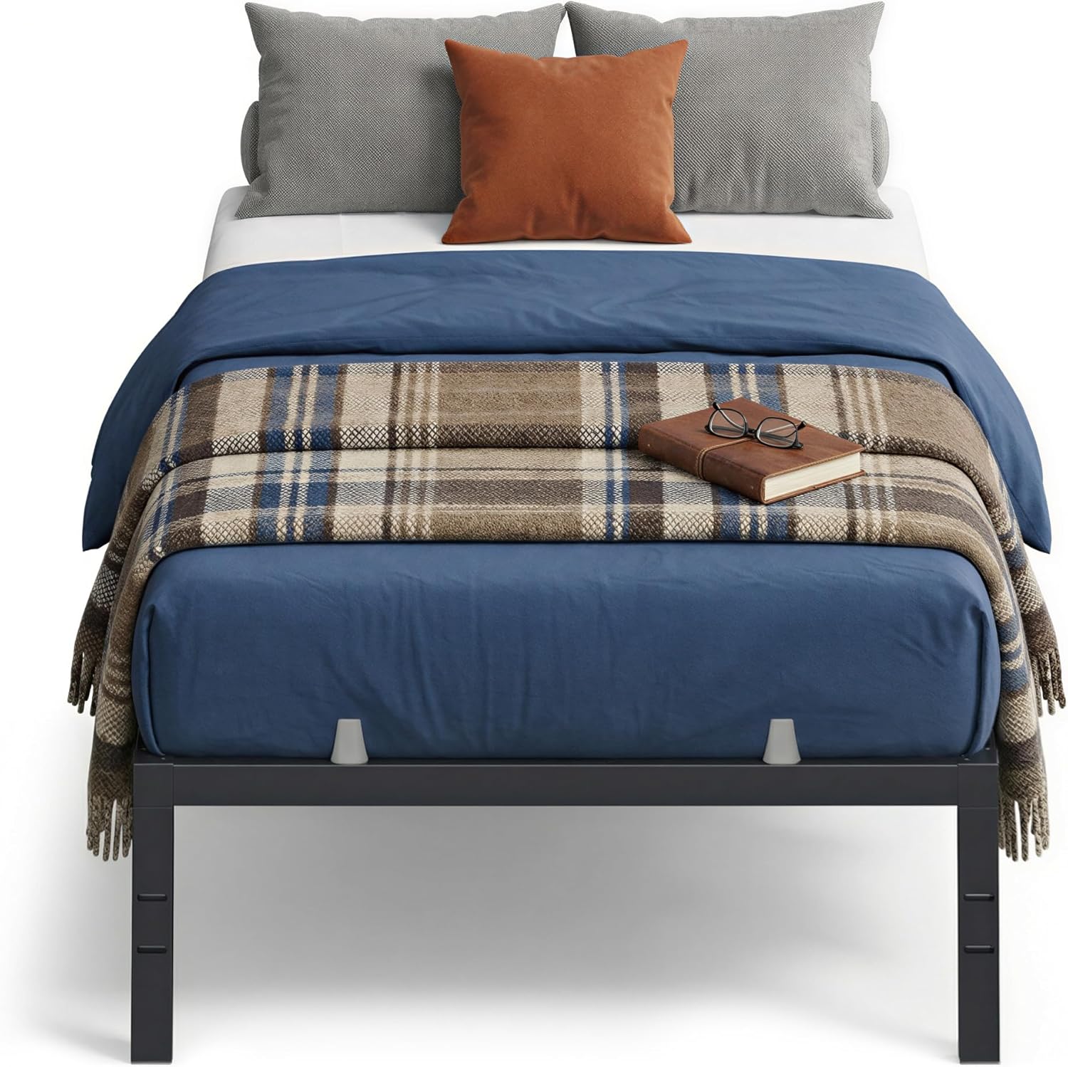 VASAGLE King Metal Bed Frame 14 Inches Tall, 1100 lb Weight Capacity, No Box Spring Needed, with Under-Bed Storage, Easy Setup, Heavy-Duty Platform Bed, Mattress Retainers, Matte Black URMB654BD02S