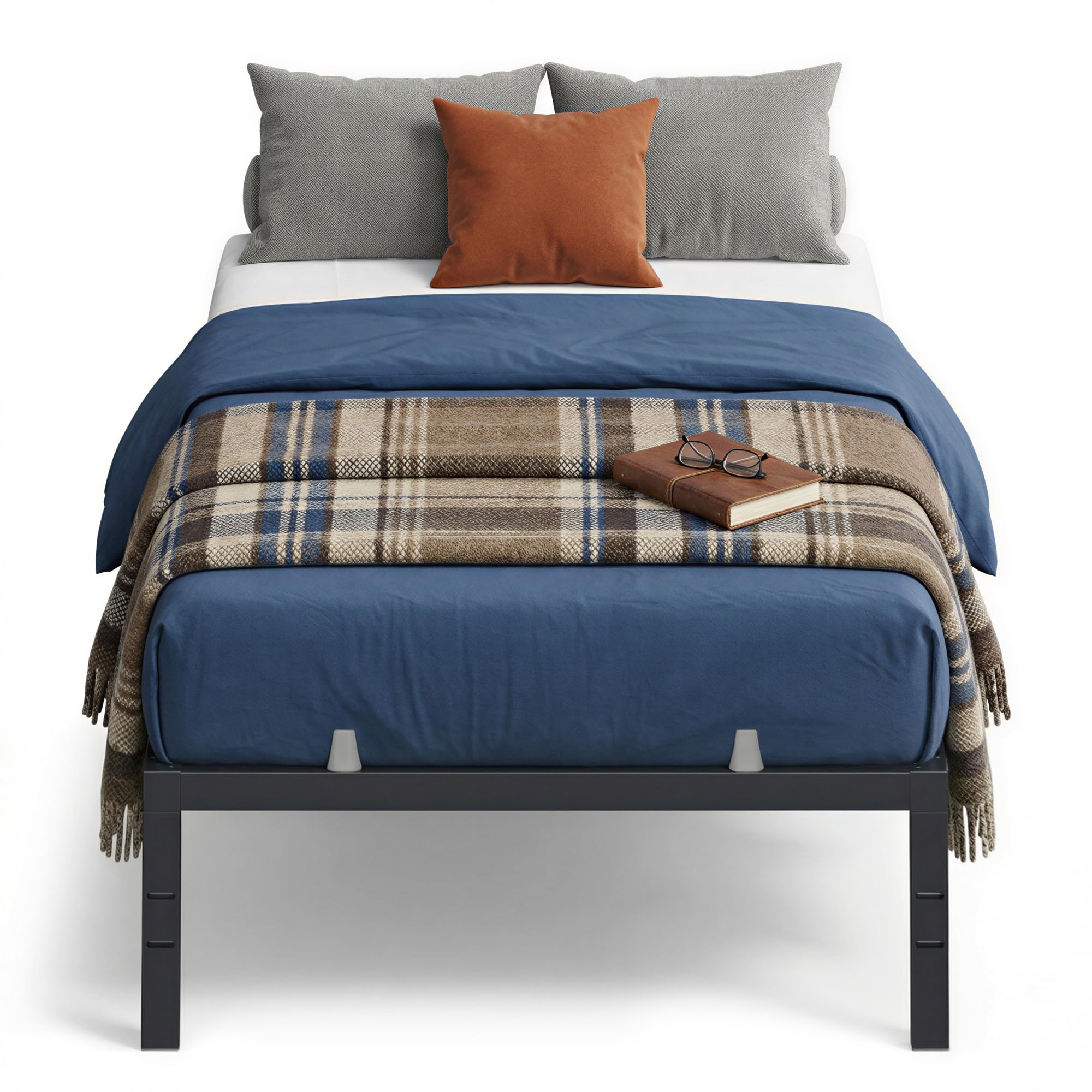 VASAGLE Twin Metal Bed Frame 14 Inches Tall, 550 lb Weight Capacity, No Box Spring Needed, with Under-Bed Storage, Easy Setup, Heavy-Duty Platform Bed, Mattress Retainers, Matte Black URMB653BD02S