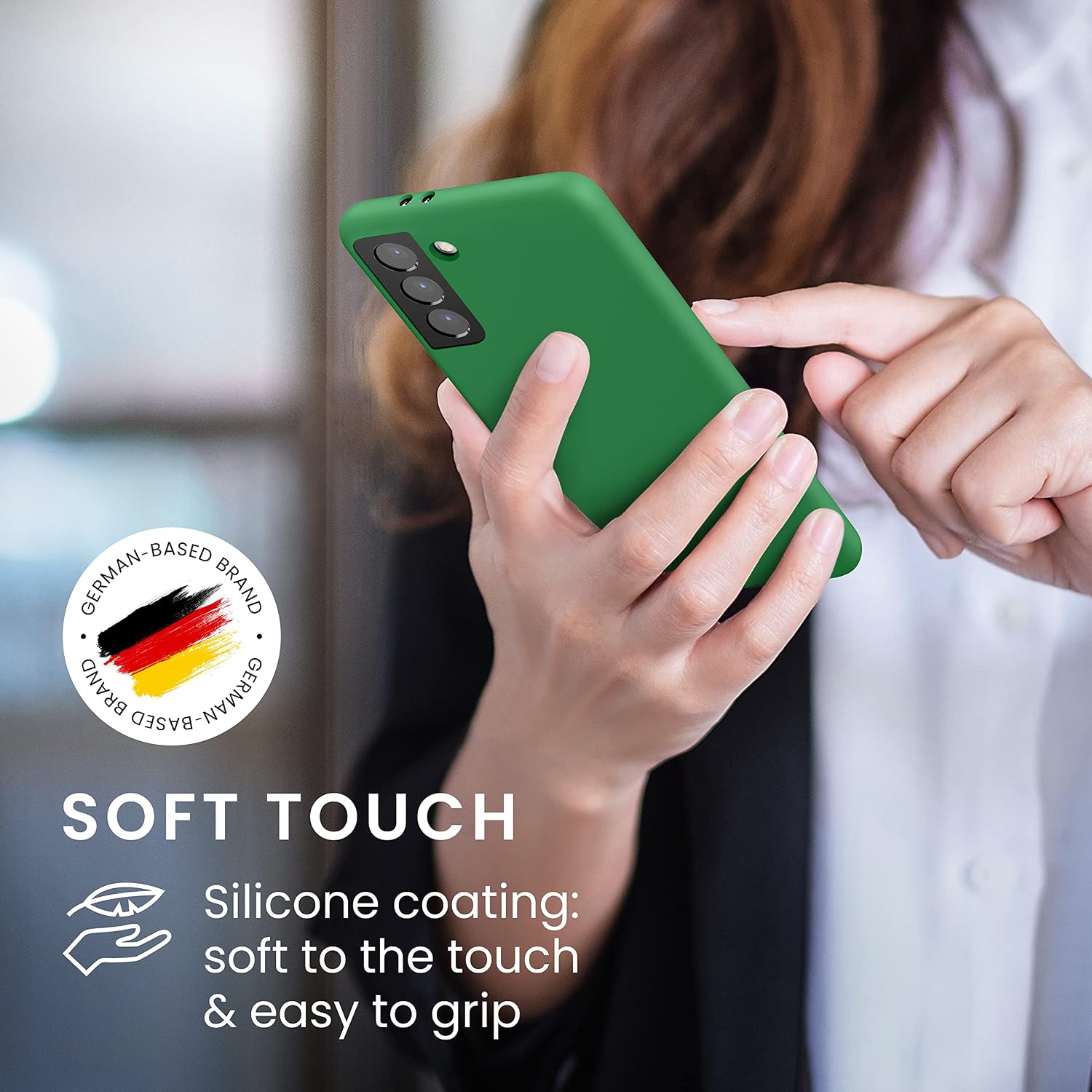 kwmobile Case Compatible with Samsung Galaxy S21 Case - TPU Silicone Phone Cover with Soft Finish - Pixie Green