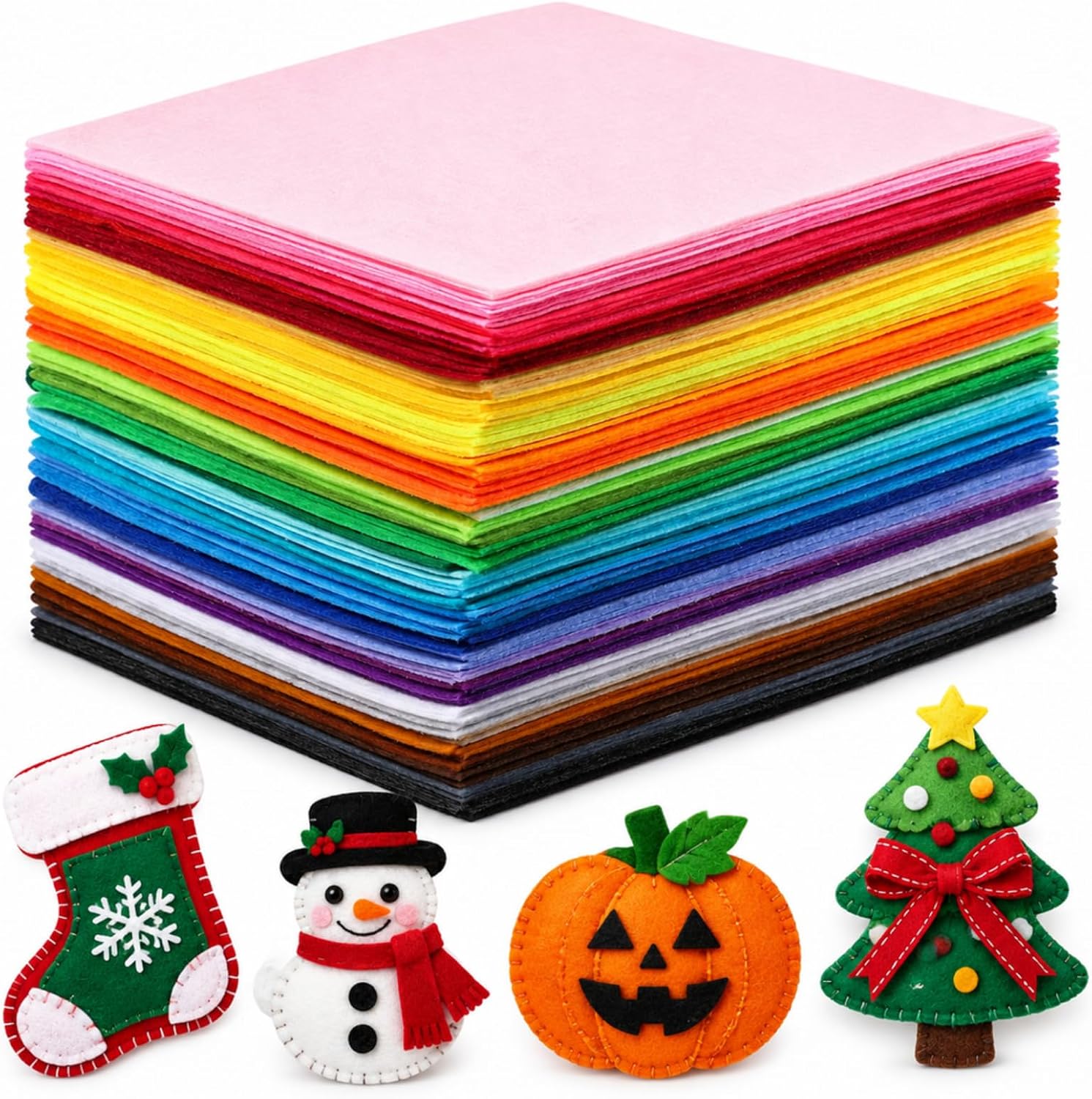 Reginary 120 Pcs 8 x 8 Inch Felt Sheets Bulk for Craft 40 Assorted Color