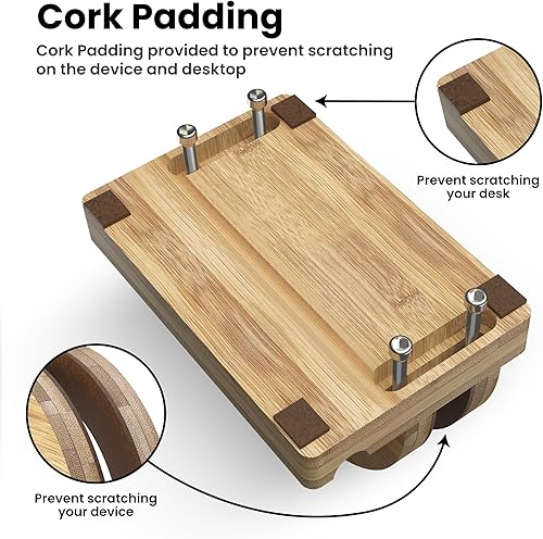 Miniatura 8 de Kothar Soporte vertical de madera prémium para laptop, soporte de bambú ajustable de una sola ranura para MacBook, Dell, HP y más  Organizador de