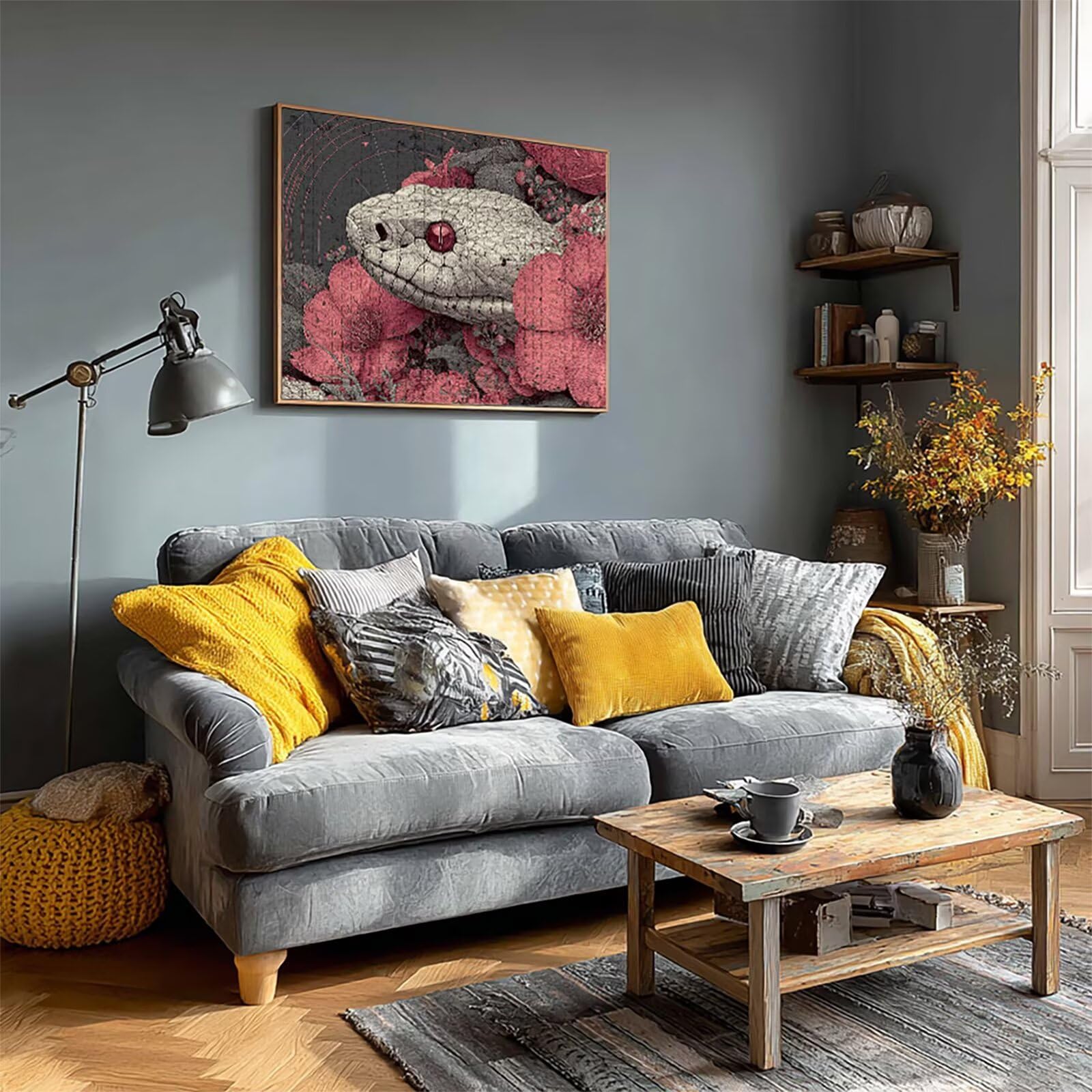 Wąż Puzzle 6000 sztuk dla dorosłych, drewniane puzzle z pudełkiem 179x105cm, puzzle dla dorosłych o wysokiej trudności, gra logiczna, kreatywne hobby, letnie prezenty, (kwiat) 8-3207