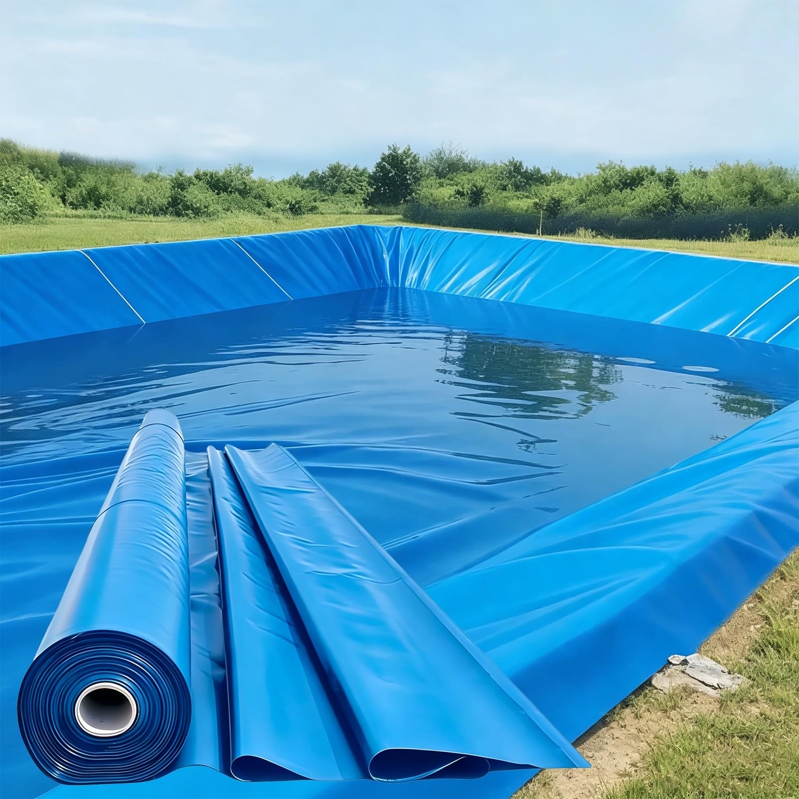 MARXAN Large Pond Liner 5x8m 7x10m 8x12m 10x15m Blue Impermeable Pond Lining Heavy Duty Underlay, Garden Pools Membrane for Fountains and Artificial Lake(2x7m(6.5x23ft))