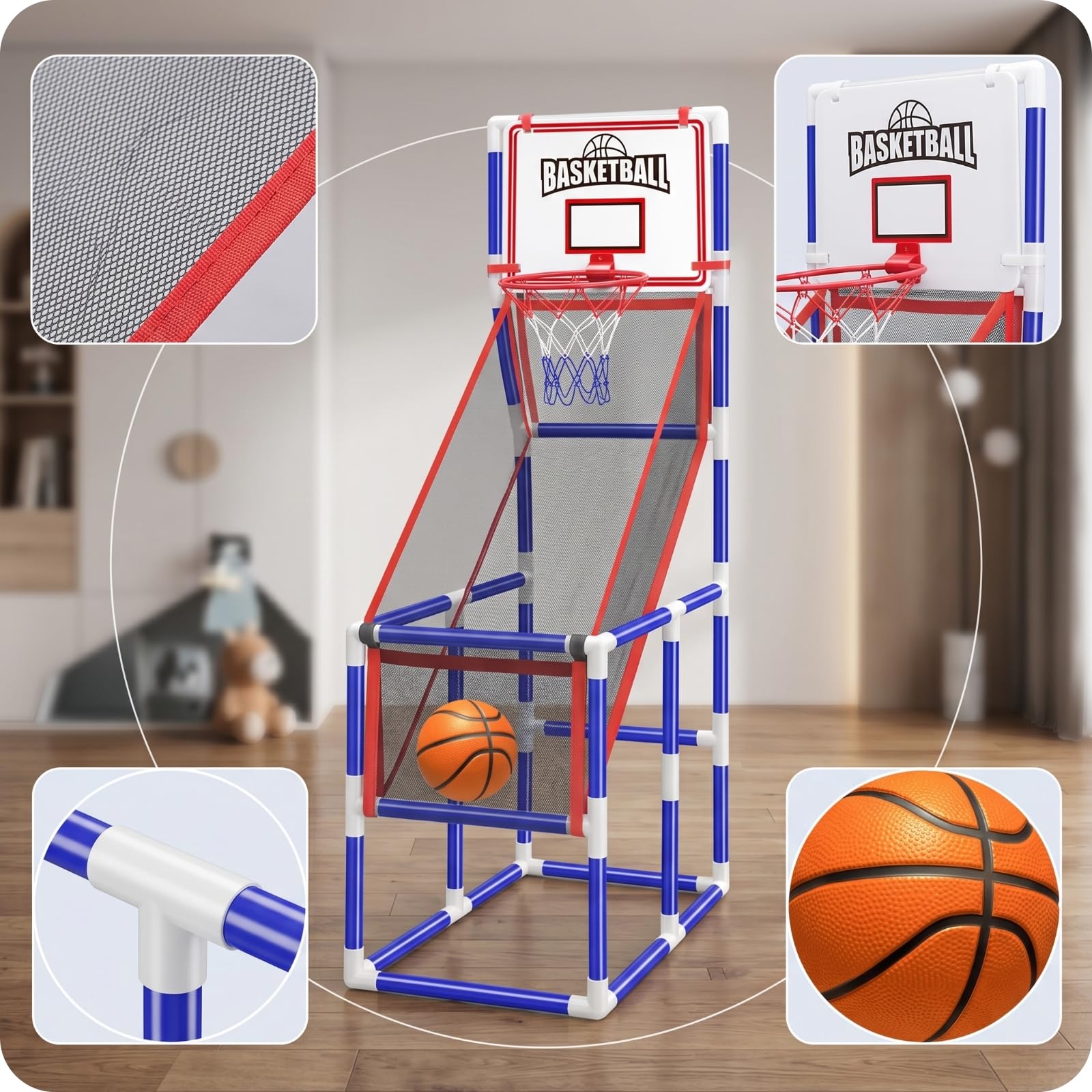 Milageto Canasta volución Balón Diversión Familiar Máquina Baloncesto Infantil Tamaño Gran Canasta para Niñas y Niños