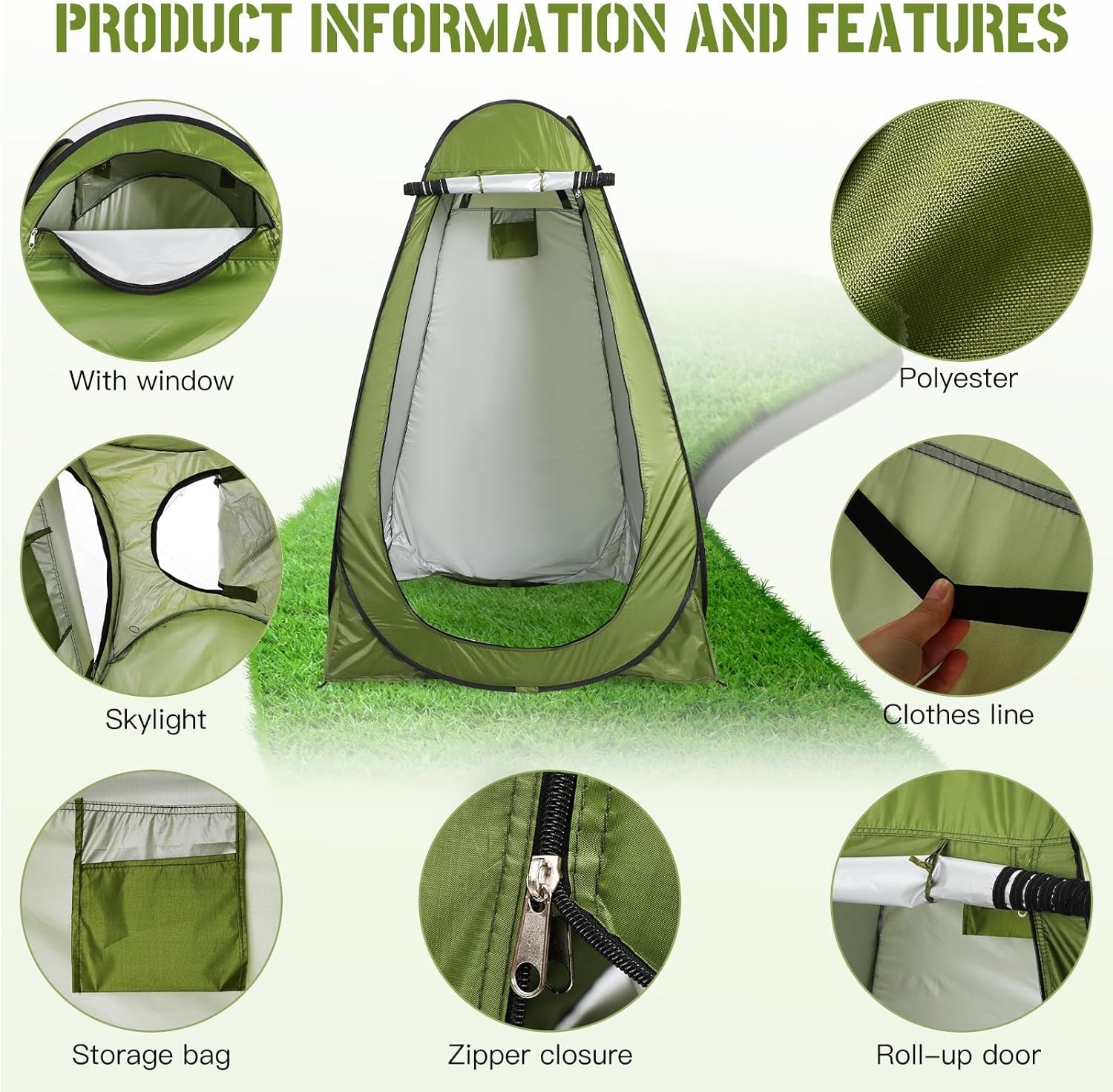 NUOBESTY Portable Camping Shower Tent Pop Up Privacy Changing Tent Camp Toilet Lightweight Waterproof Shelter for Travel and Hiking