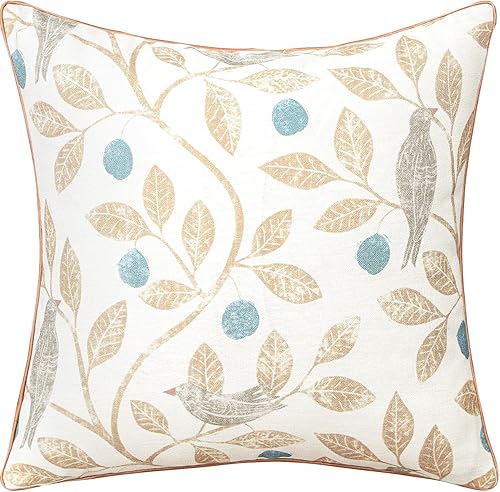 Miniatura 7 de VOGOL 1 funda de almohada decorativa lumbar, 12 x 20 pulgadas, diseño rústico de hojas rosas, funda de cojín cuadrada para sala de estar, sofá y