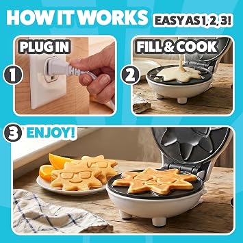 Rise & Shine Mini Sun Waffle Maker, Personal-Sized 4 Sunshine Smile Waffle