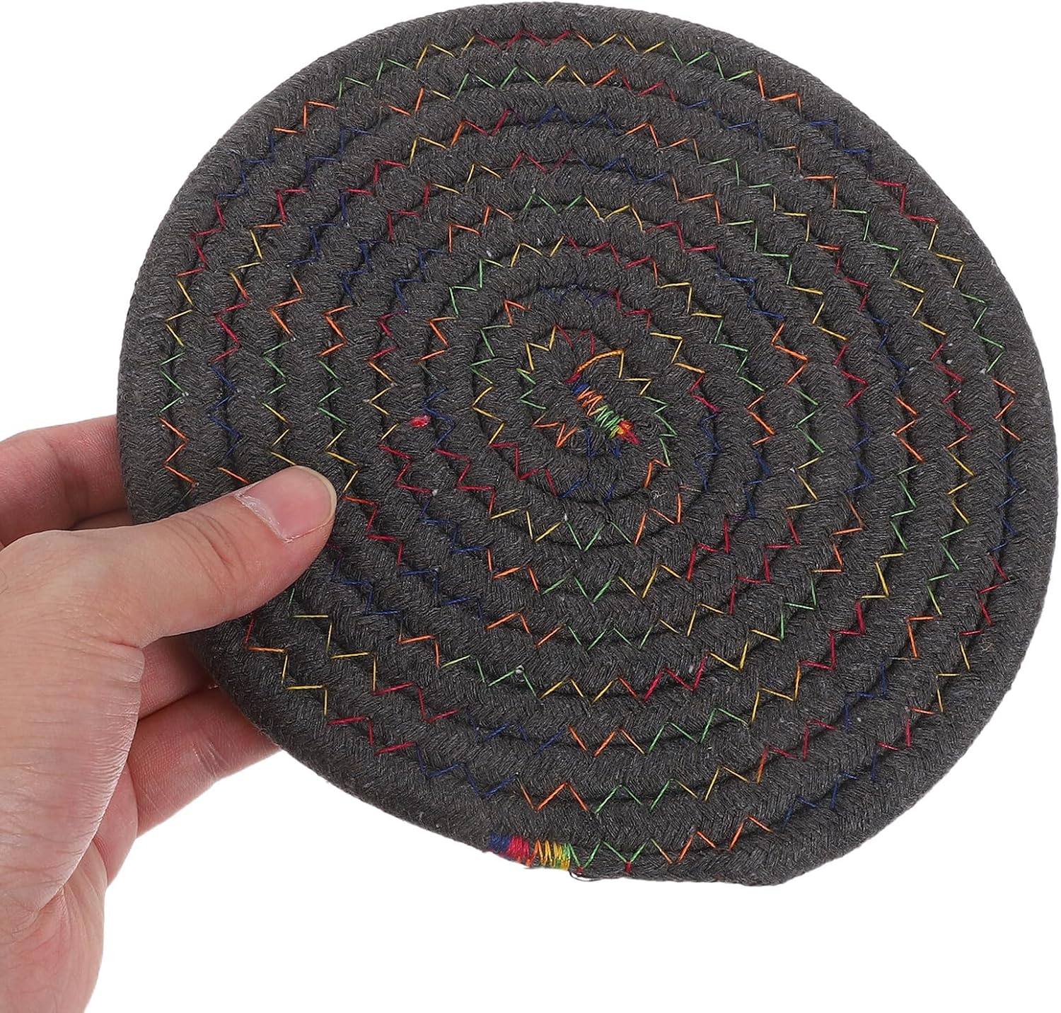 6pcs Round Cotton Woven Trivet Hot Pads, 18cm Heat Resistant Pot Holders, Absorbent Circular Coasters for Kitchen and Dining Table Use