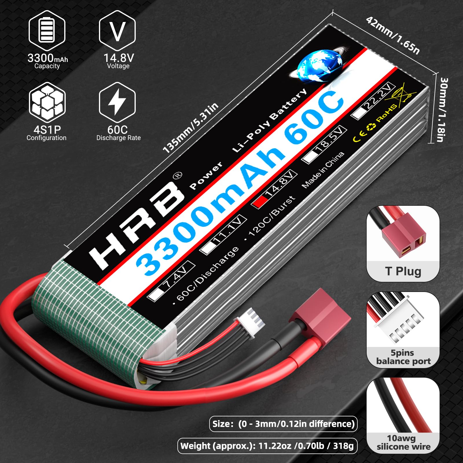SANKAKU 11.1V Batterie LiPo RC 6400mAh 100C 3S Batterie Lithium Pol Coque Rigide Avec Prise Ec5 Pour Vehicules Telecomma Amz SANKAKU 11.1V Batterie LiPo RC 6400mAh 100C 3S Batterie Lithium Pol Coque Rigide Avec Prise Ec5 Pour Vehicules Telecomma Amz