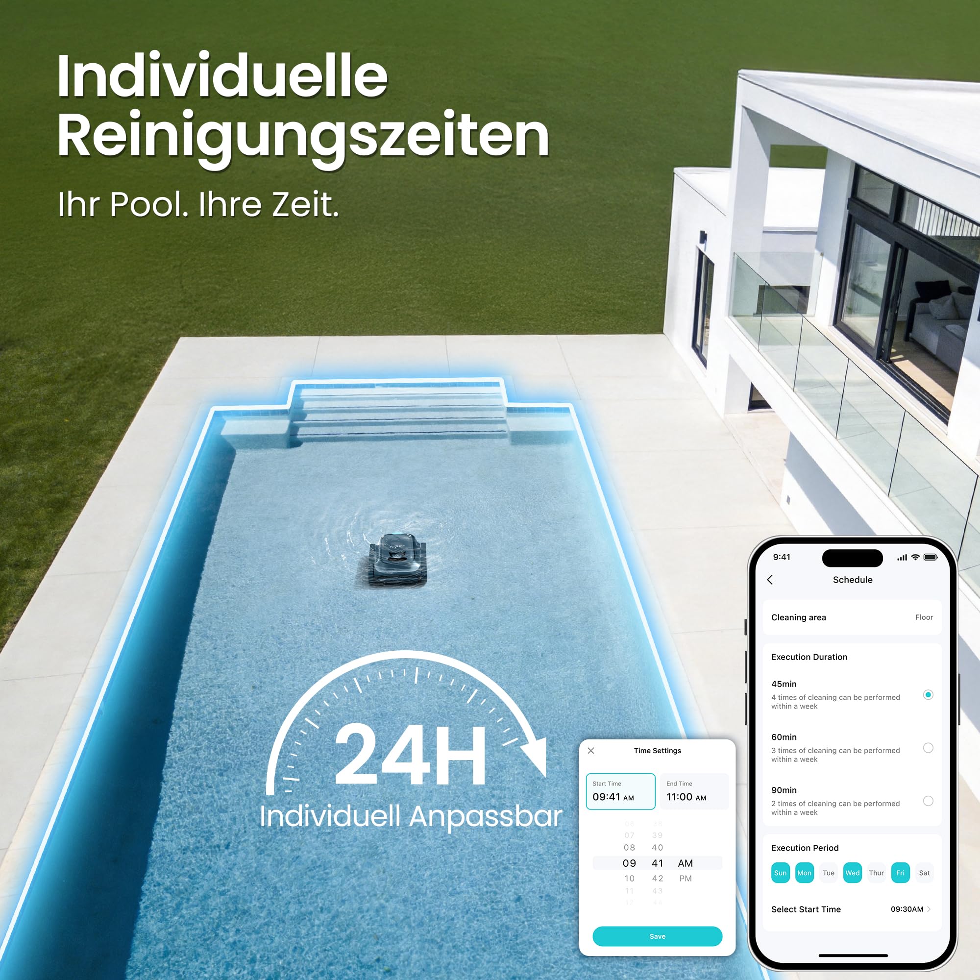 (2026 Upgrade) AIPER Scuba S1 Poolroboter Boden und Wand, Wasserlinienreinigung, Doppelfiltration, 270 Min Laufzeit, Intelligente Navigation, App-Steuerung & OTA-Updates für Einbau- und Aufstellpools