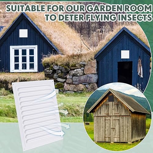 Miniatura 43 de 2 rejillas de ventilación de aluminio a dos aguas de 6 x 6 pulgadas, rejillas de ventilación de metal a dos aguas con tornillo y malla de pantalla