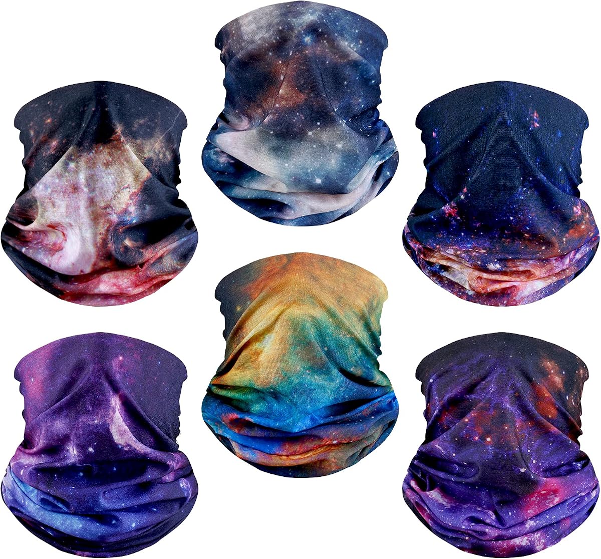 6 Pack Neck Gaiter Elastic Balaclavas Face Mask Versatile Bandana for Men Women
