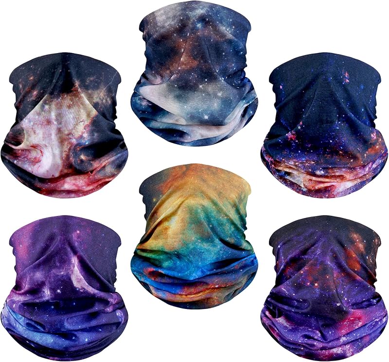 6 Pack Neck Gaiter Elastic Balaclavas Face Mask Versatile Bandana for Men Women