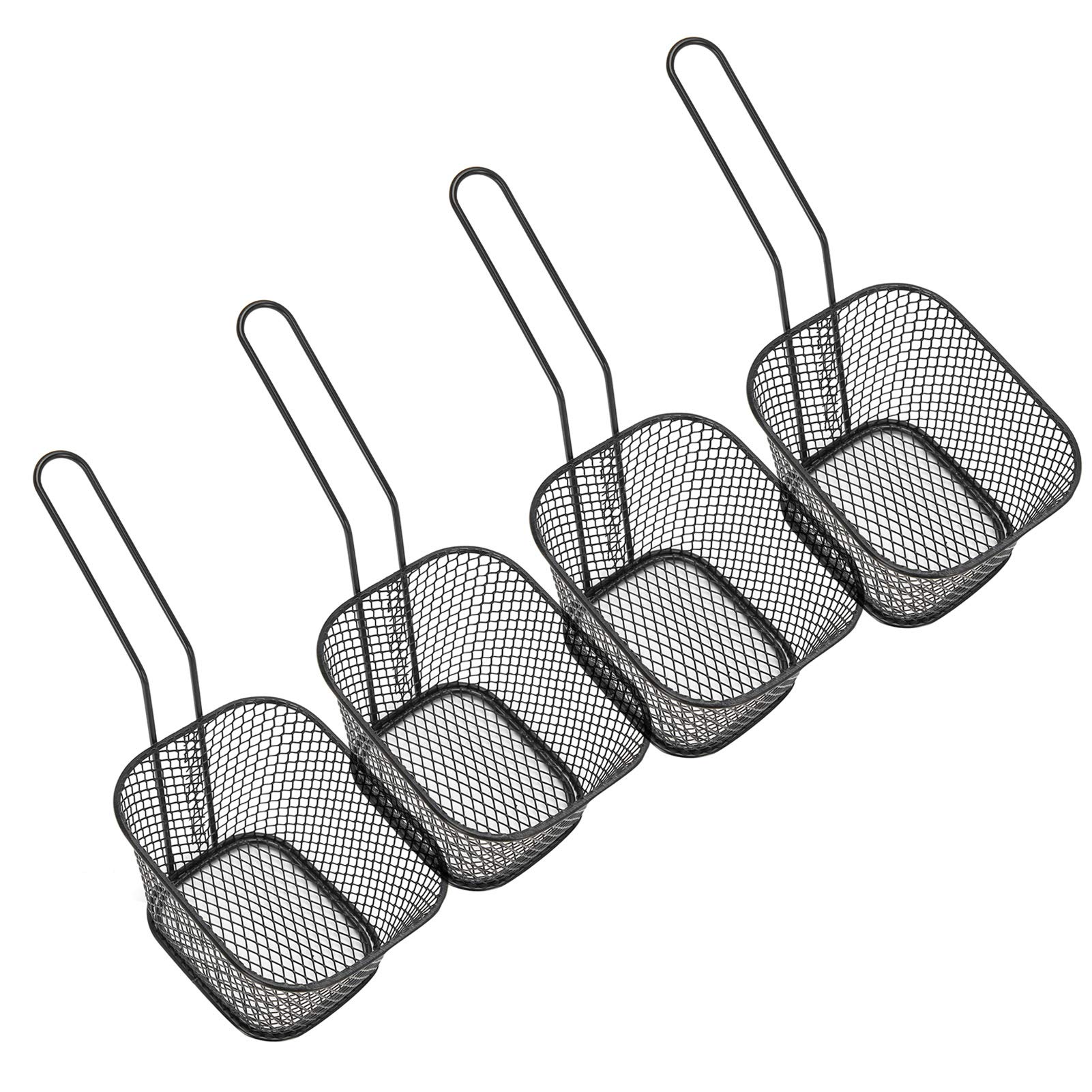 Panier à frites en inox noir 1 portion 10x7,8x7cm - par 6 Panier à frites en inox noir 1 portion 10x7,8x7cm - par 6