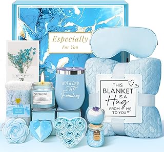 Birthday Gifts Basket for Women, Get Well Gifts, Spa Care Package with Flannel Blanket, Tumbler - Valentine's, Mother's Day, Christmas Gifts for Women, Mom, Wife, Girlfriend, Friends, Sister