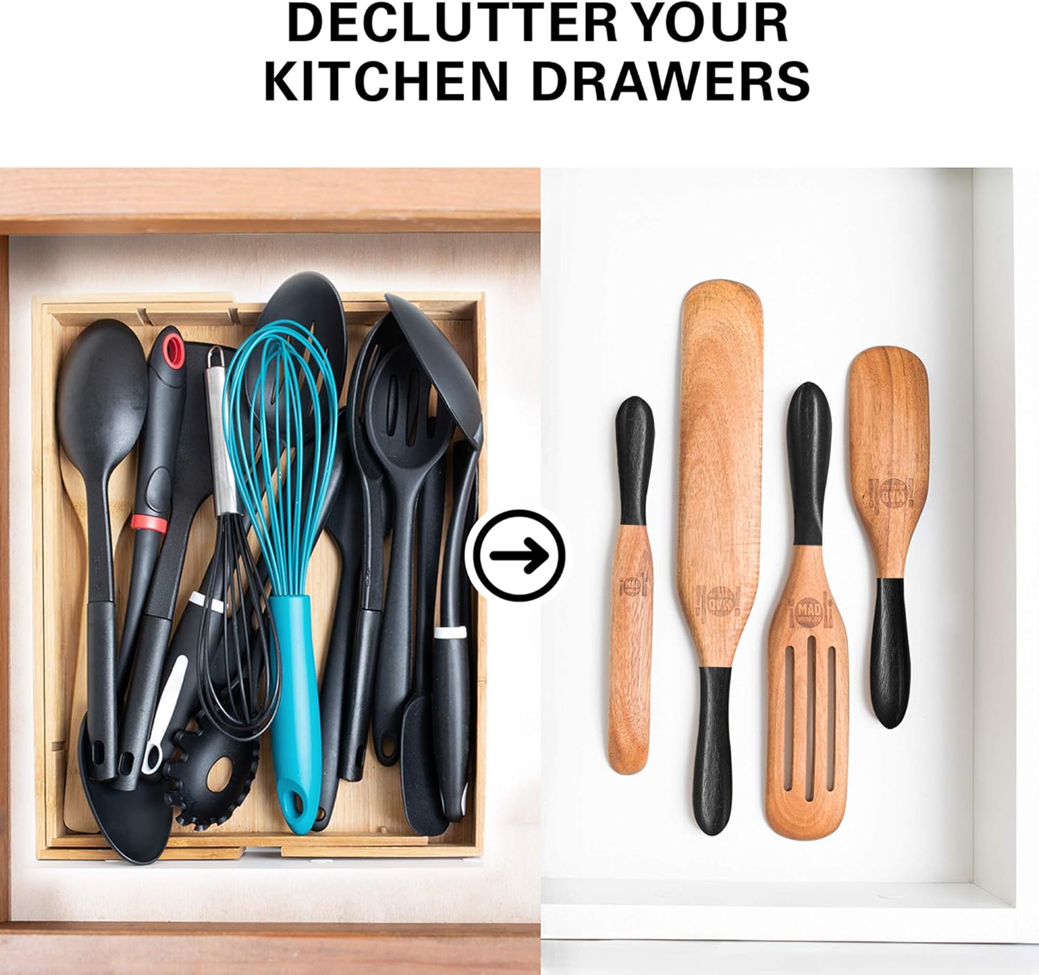 As Seen on TV, Mad Hungry Spurtle 4pc Set, Acacia Premium Wood Finish, Cooking Utensils For Non Stick Cookware, Baking, Whisking, Smashing, Scooping, Spreading, Serving and More. - Image 6