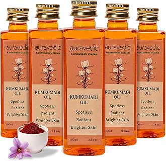Auravedic Kumkumadi tailam for face Kumkumadi face oil for glowing skin 100 ml pack of 5 Kumkumadi oil face serum oil Dark spot corrector glow serum oil for women men