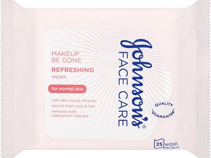 Johnson's Face Care Makeup Be Gone Refreshing Wipes, Pack of 1 x 25