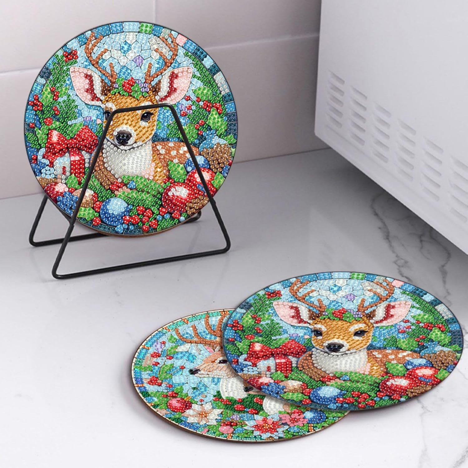 8Pcs DIY Diamond Art Painting Placemat Round Non-Slip Table mats Modern Dining Table Kitchen Diamond Art Place mats Craft Supplies for Home Decor-04