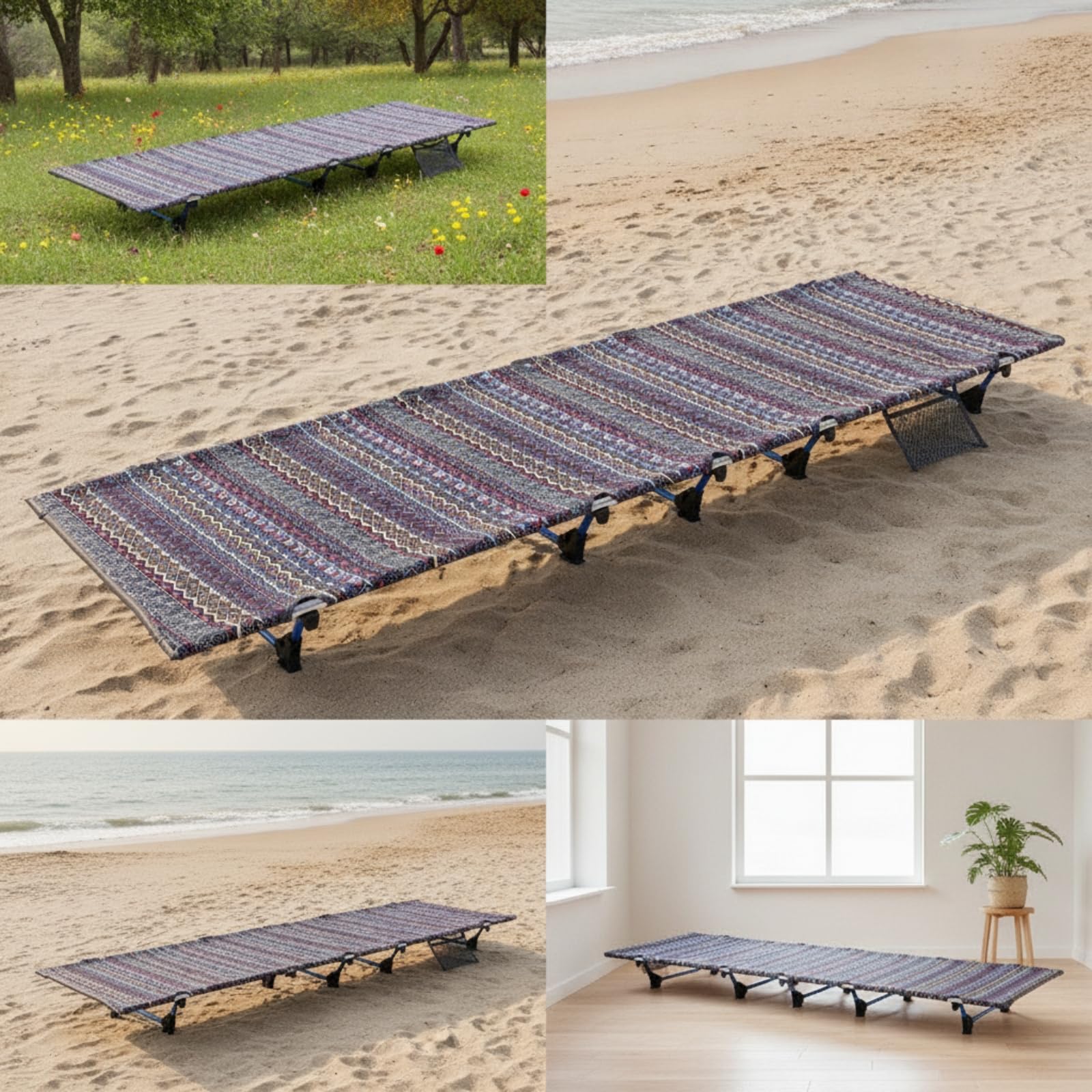 Lit Pliant pour Camping Pliant Robuste Lit pour Camping avec Sac Transport Léger Mobilier Campeurs, Plage, Noir