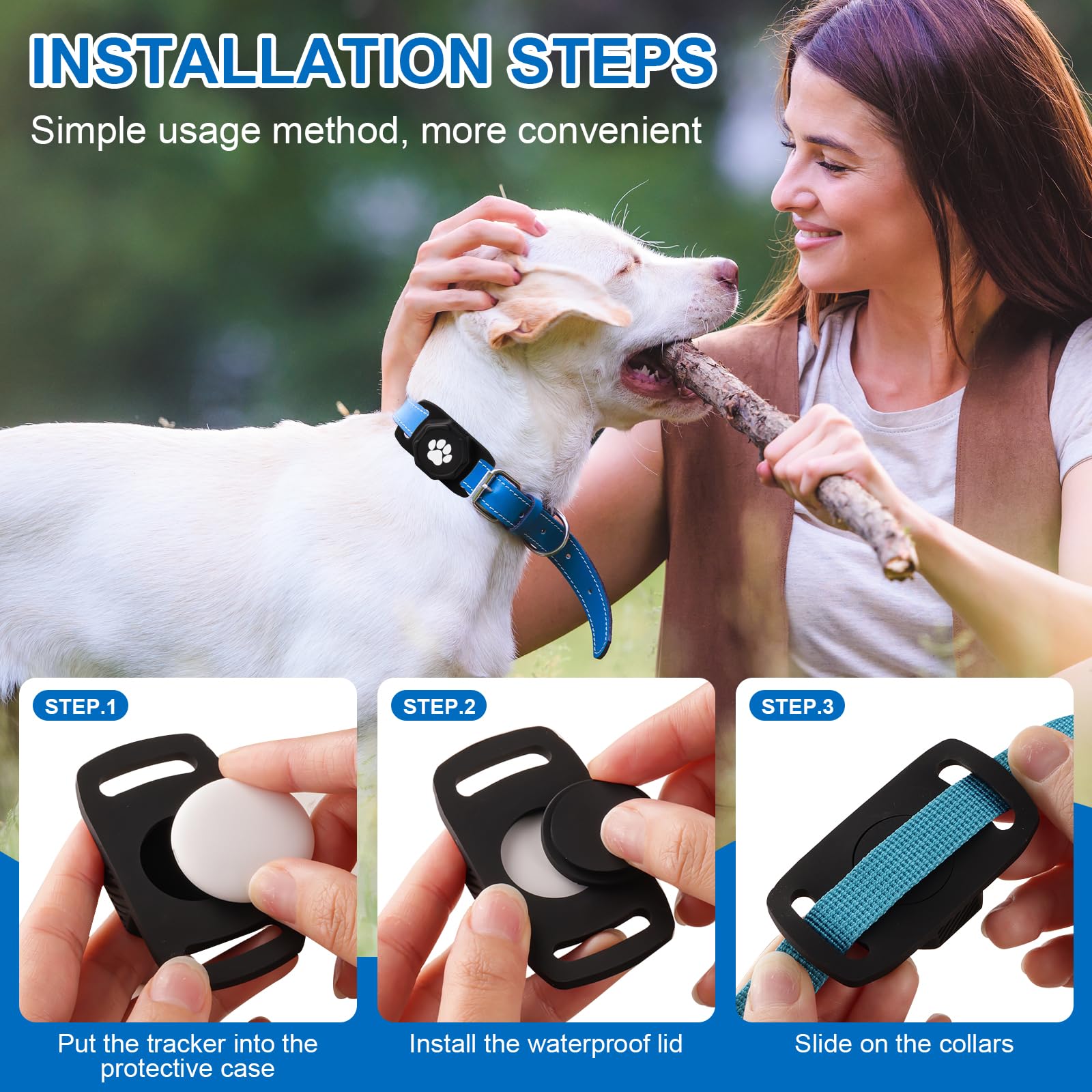 Smart Pet Tracker for Collar - Dog Trackers Pet Location Tracker with Holder, No Monthly Fee, Anti-Lost Tracking Device for Pets,Bag Straps, Compatible with Google Android Only(Not for iOS),Black - image 5