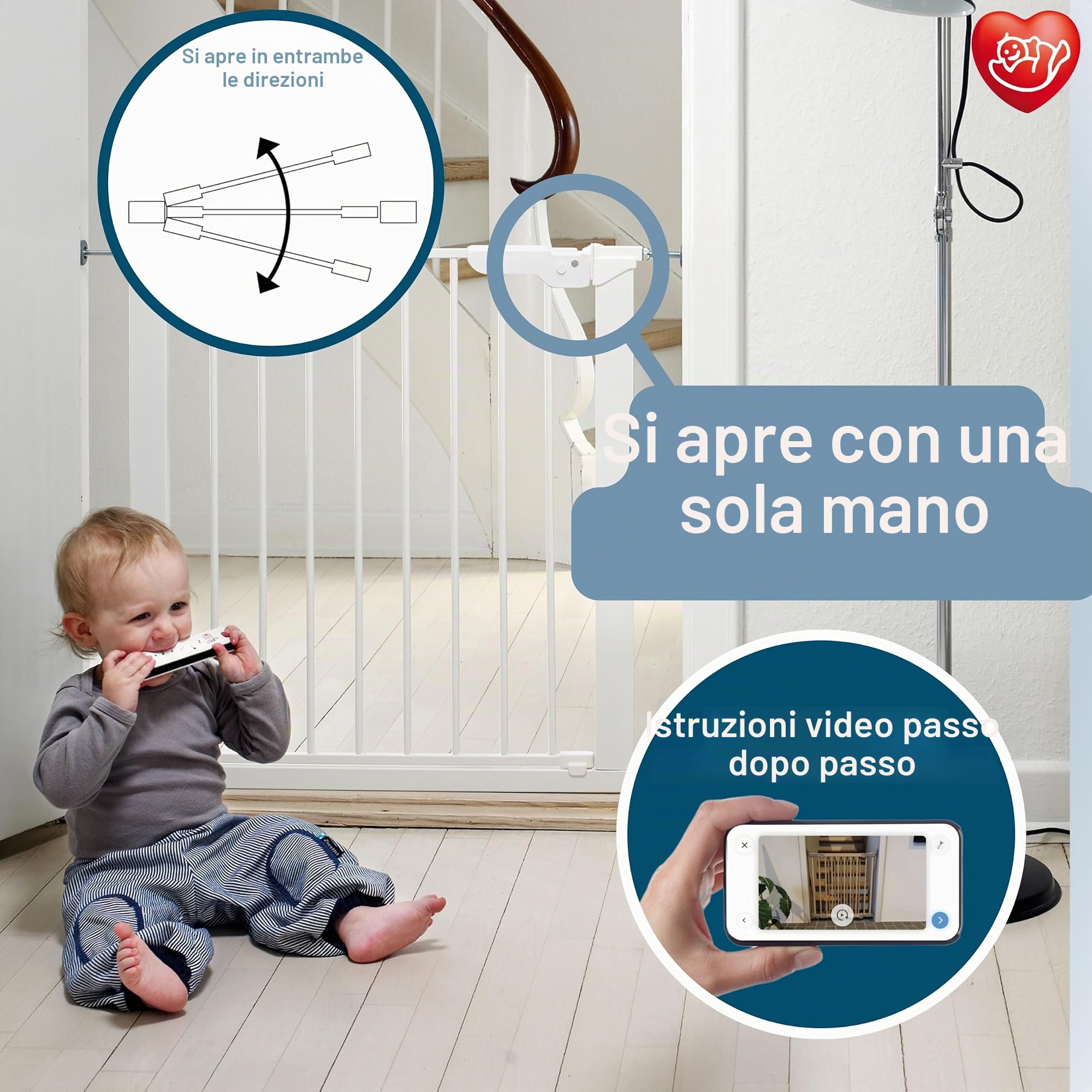 BabyDan Premier, Cancelletto a pressione extra largo, 119,3-125,6 cm, Cancelletto per bambini, metallo, bianco, Made in Denmark - (Cancelletto per animali/cane)