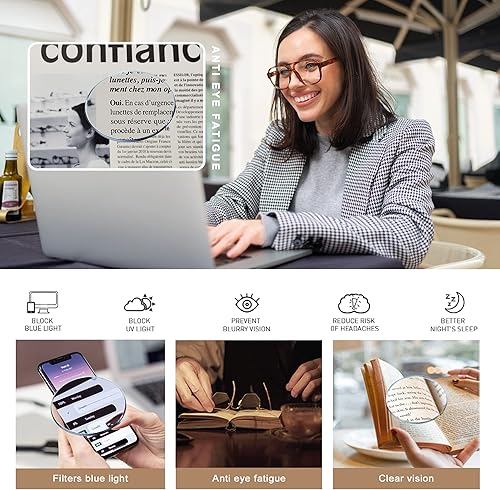 Miniatura 4 de AMOMOMA Paquete de 3 lentes de lectura de gran tamaño con bisagra de resorte de aviador para mujeres y hombres, marco de lectura de computadora con