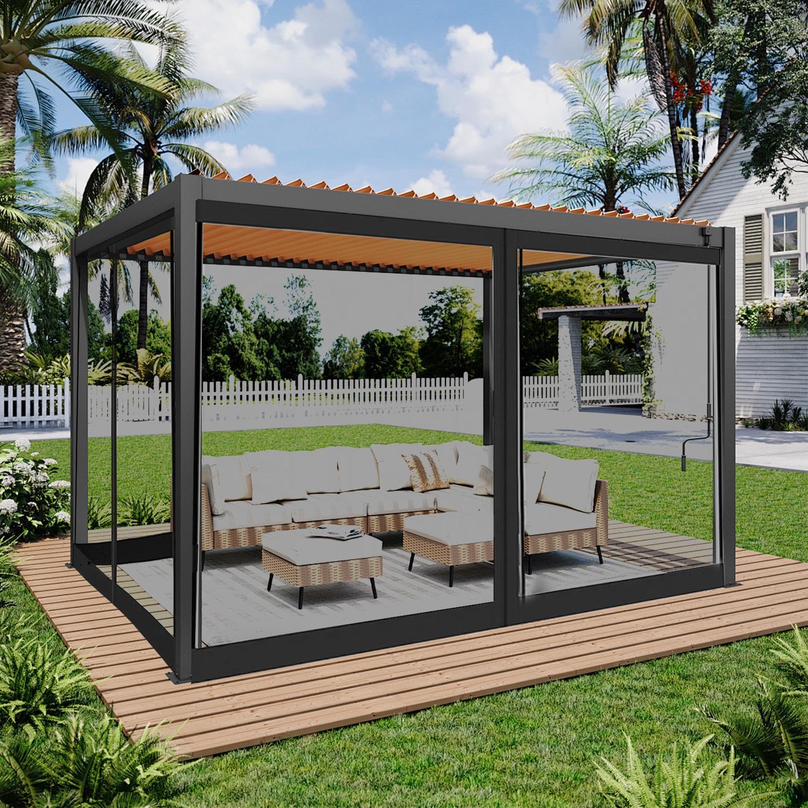 Filet De Canopée pour Patio 4 Pièces Pare-Anti-Moucherons Ventilées