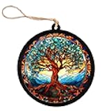 Tree of Life All Over Printed Ornament, Tree of Life - Acrylic Wooden Christmas Ornaments, Holiday Keepsake Christmas Decorations, Window Hanging Home Decor 3.29 Inches