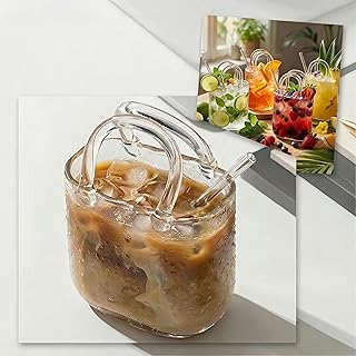 Transparent Glass Purse for Drinks,18.6oz Unique Thick Wine Glasses Gifts for Women Party,Fish Bowl Vase,Creative Drinking Glass for Fruit Juice,Tea,Flowers
