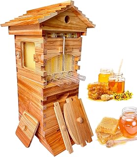 Mini Beehive Kit Self-Flow Honey Extractor with Viewing Window Cedar Wood Frame for Balcony Beginners Compact Urban Beekeeping Starter Set Wax Dipped Design Family Learning Activity Educational Tool