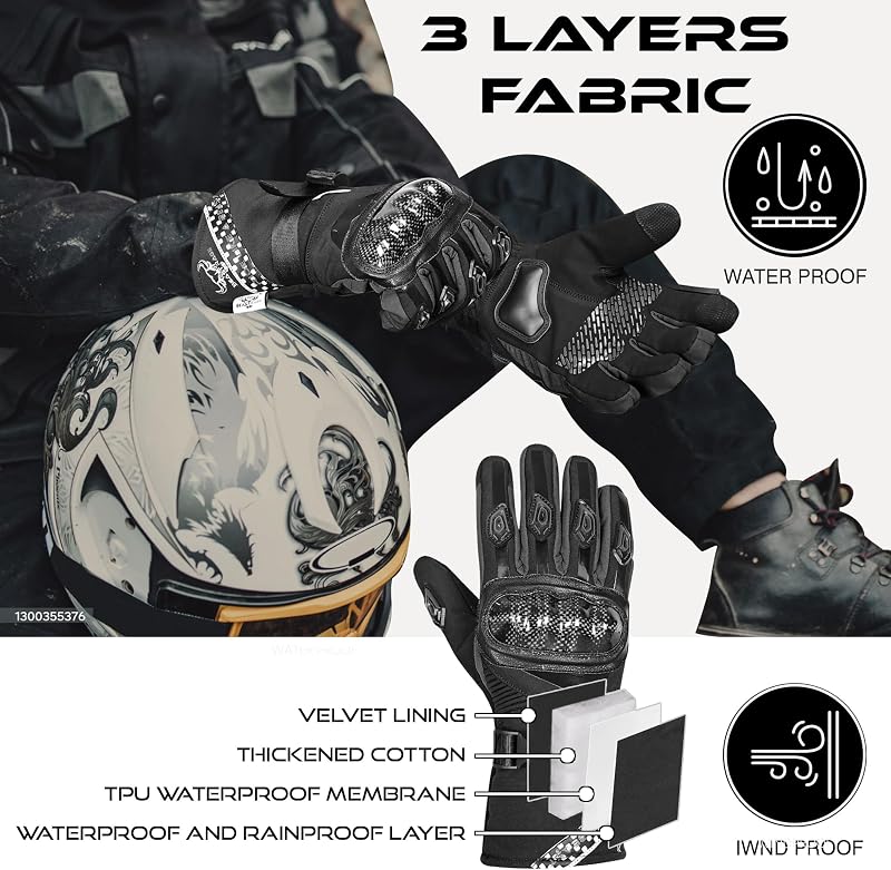 BEAST RAGE Téli Motoros Kesztyű - Vízálló, Szélálló, Érintőképernyős, Hőszigetelt Kesztyű Motorozáshoz, Férfiaknak és Nőknek, Kék, S Méret
