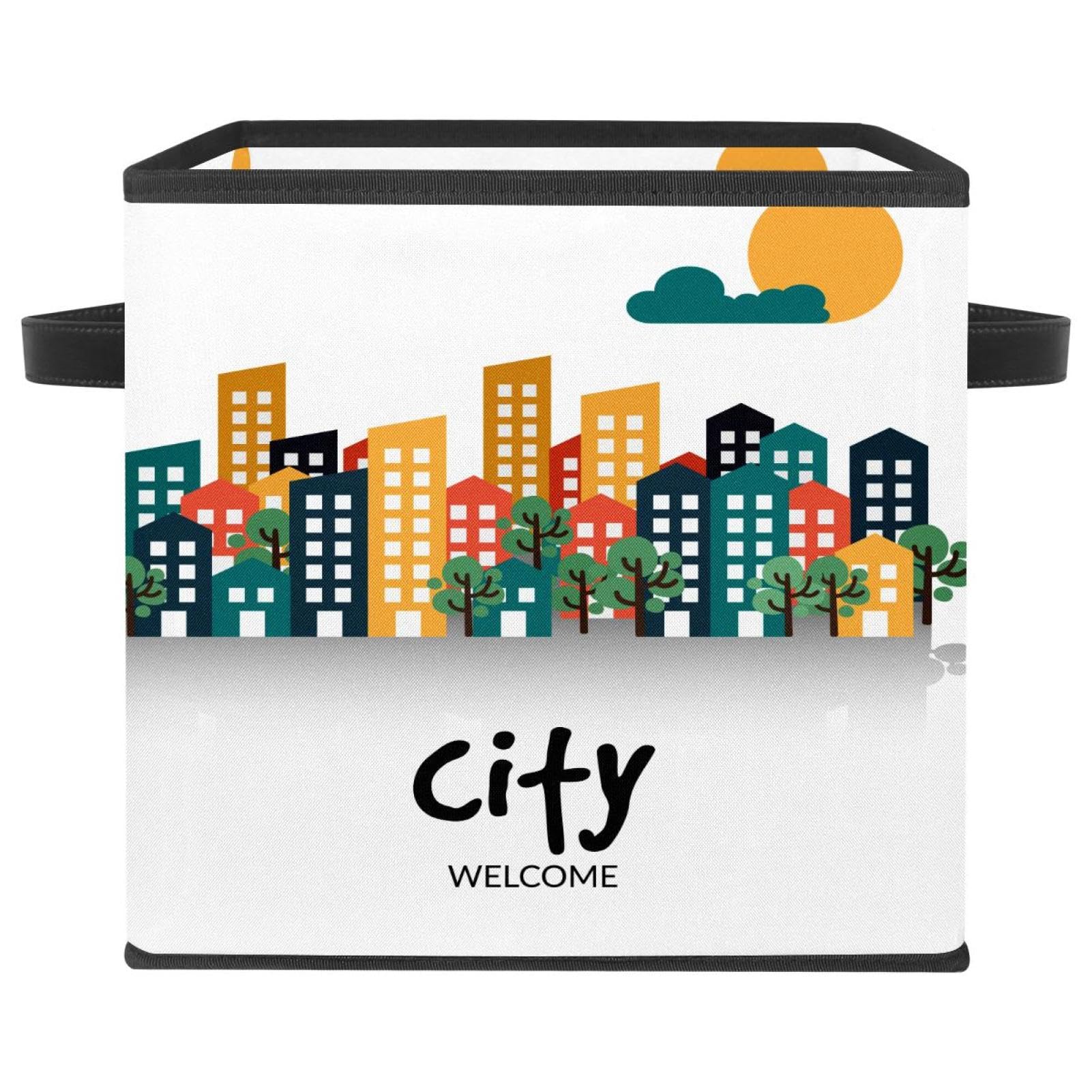 Boîte de rangement pliable Welcome City en tissu pour placard