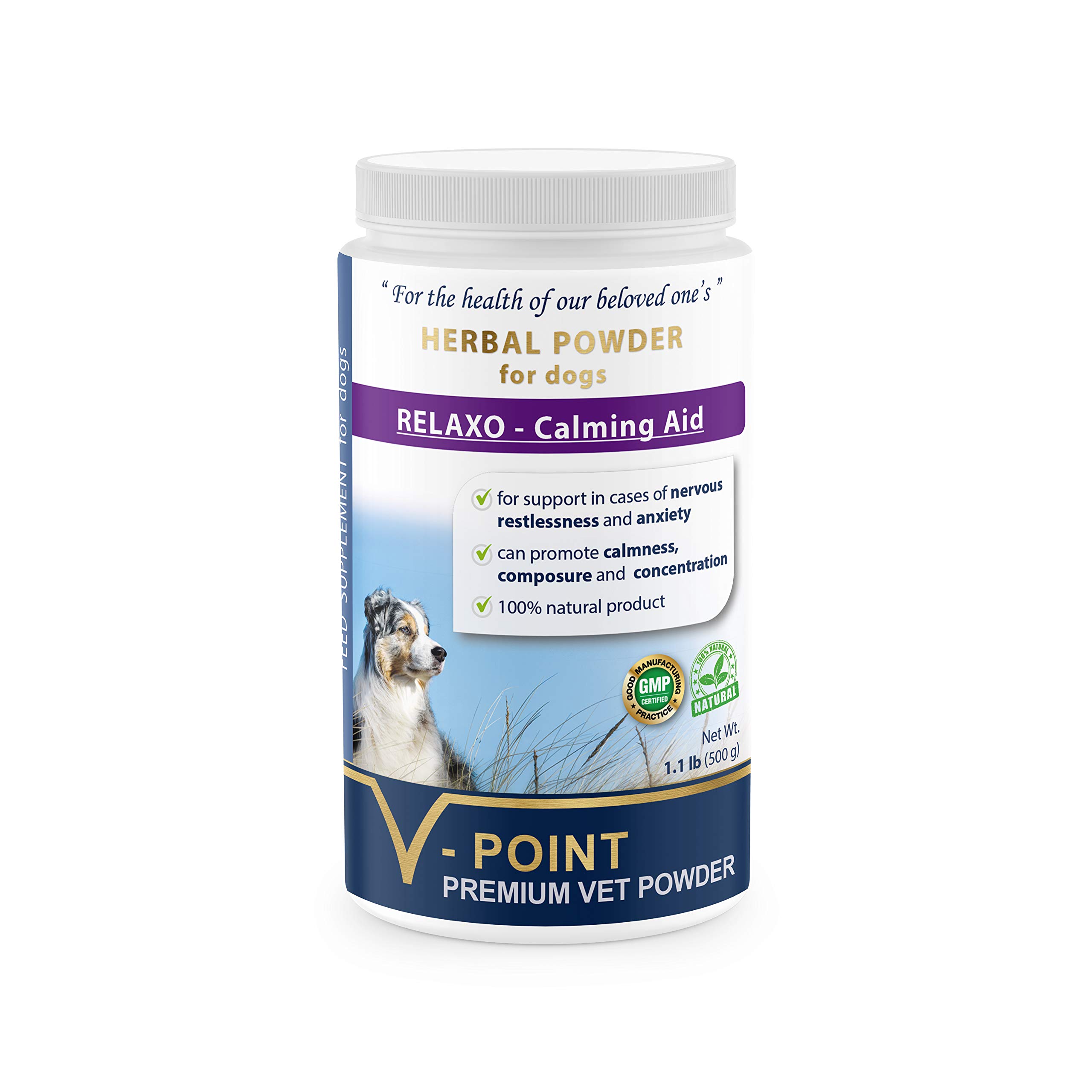 V-POINT RELAXO - Calming Aid Herbal Powder for Dogs (1.1 lb)