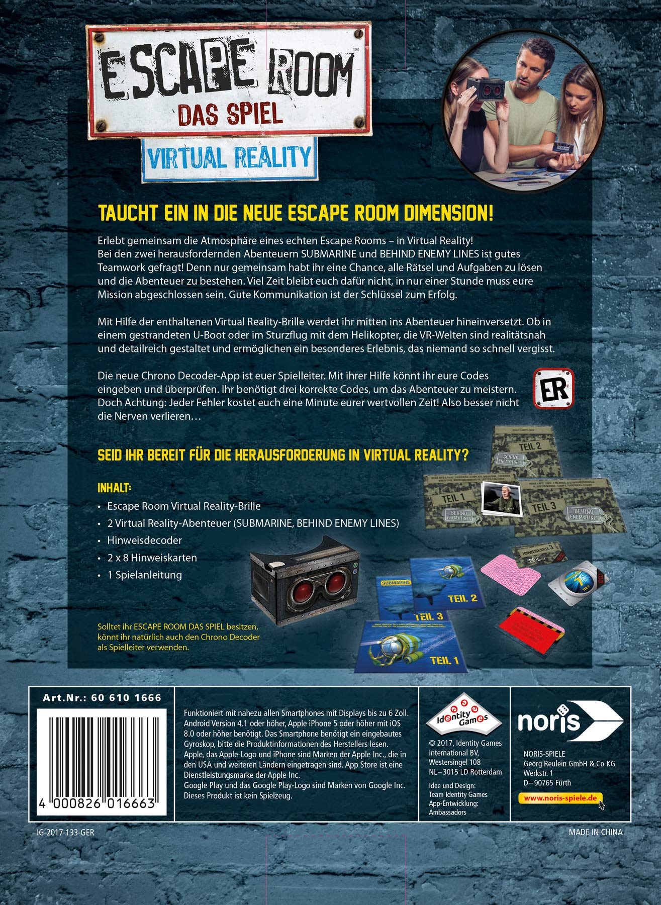 noris 606101666 Escape Room Virtual Reality Inkl. Brille (eigenständig spielbar)
