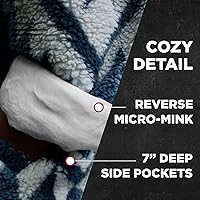 Vista 4 de Coleman Sudadera con Capucha de Manta Vestible de Gran Tamaño de Sherpa y Micro-Visón, Azul - Talla Única para la Mayoría