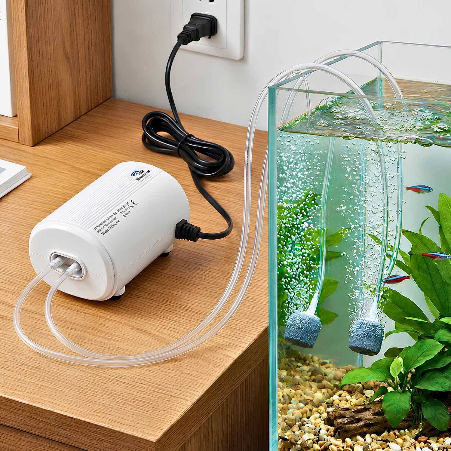 VAYINATO BlueScale KE-521| Two Way Ultra Silent Aquarium Air Pump 5W | Adjustable Air Flow Controller | 3M Air Tube & 2 Air Stones Included | Suitable for Aquariums-image-13