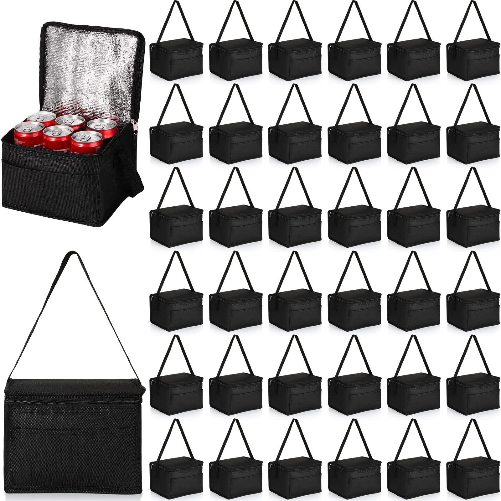 Amyhill 40 Pcs Insulated Lunch Bags Bulk Reusable Cooler Tote Bags Leakproof Thermal Lunch Box