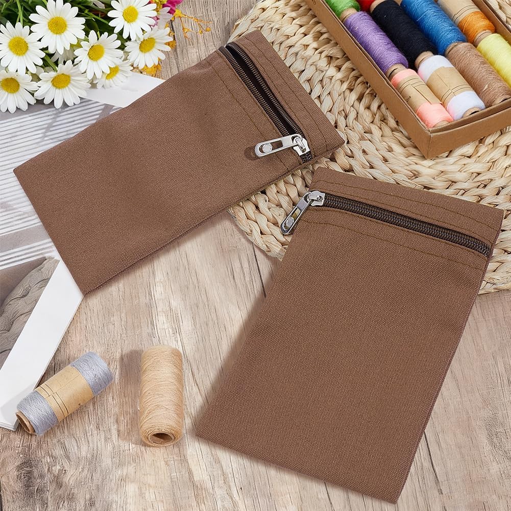 BENECREAT 2 Pack Coconut Brown Canvas Rectangular Sew-in Side Pocket with Zipper, 7.4x4.92 Inch Zipper Pocket for Clothing, Hidden Pocket for Secure Storage, Ideal for Jackets and Travel Gear image 4