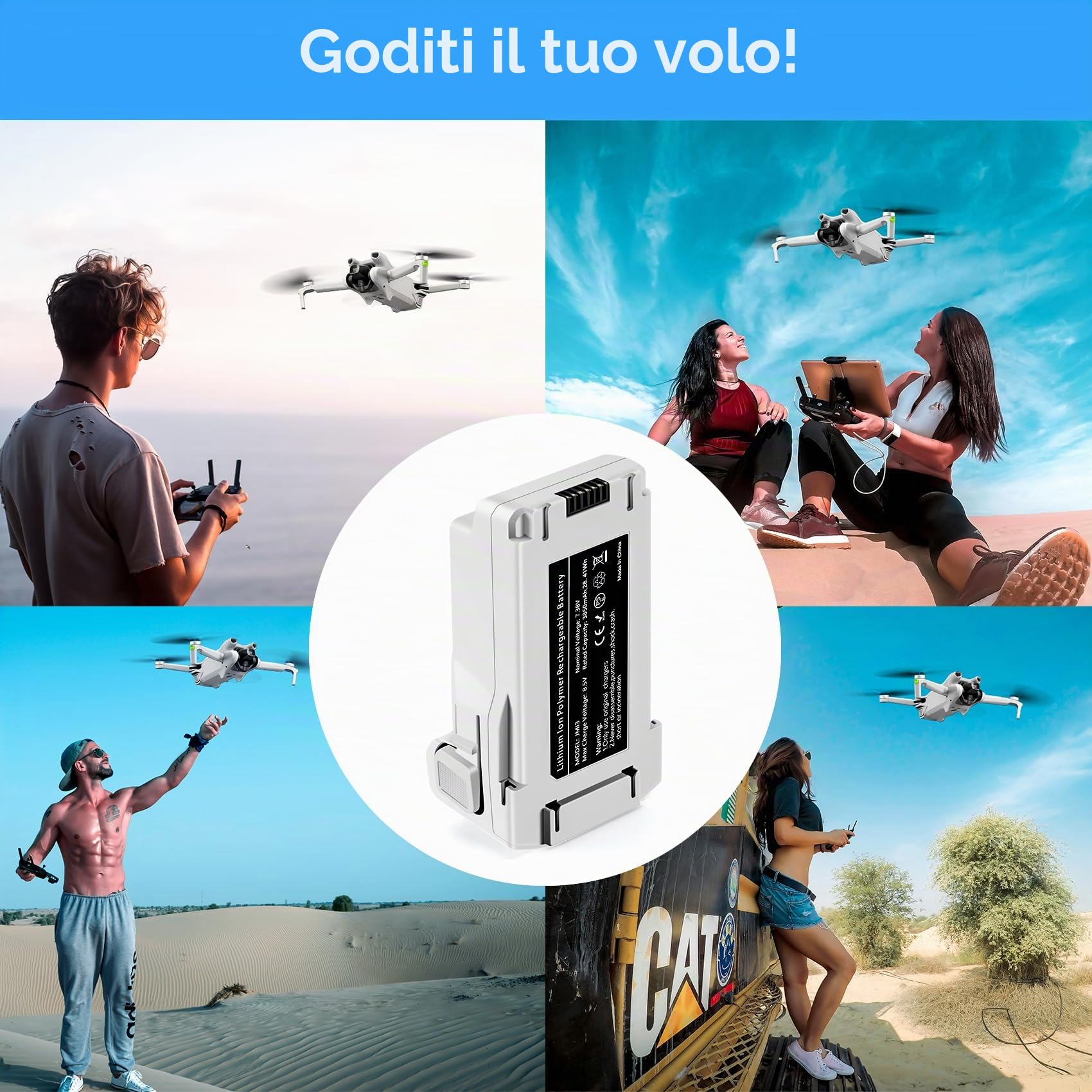 Mini 3 Serie Batteria di volo intelligente 7.38V 3850mAh 2 confezioni Batteria plus Supporta fino a 51 minuti di volo Compatibile con DJI Mini 4 Pro/3 Pro/3 Drone